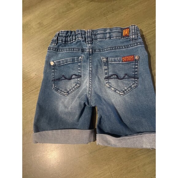 Toddler Boys Elastic Waist Denim Jean Shorts With Cuffed Hem & Back Pockets - Si - Picture 5 of 5